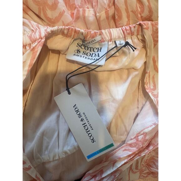 NWT Scotch & Soda Pink Leaf Print Sun Seekers Organic Cotton Maxi Dress SMALL - Picture 9 of 12